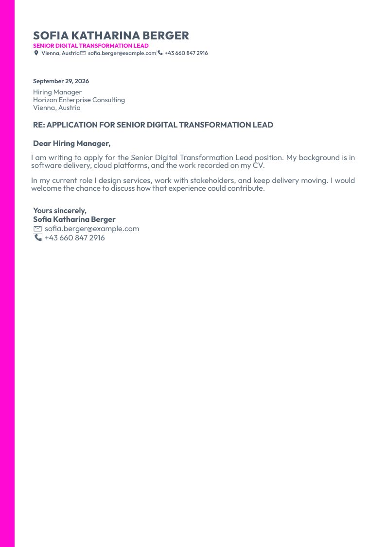 Left Accent Bar cover letter preview