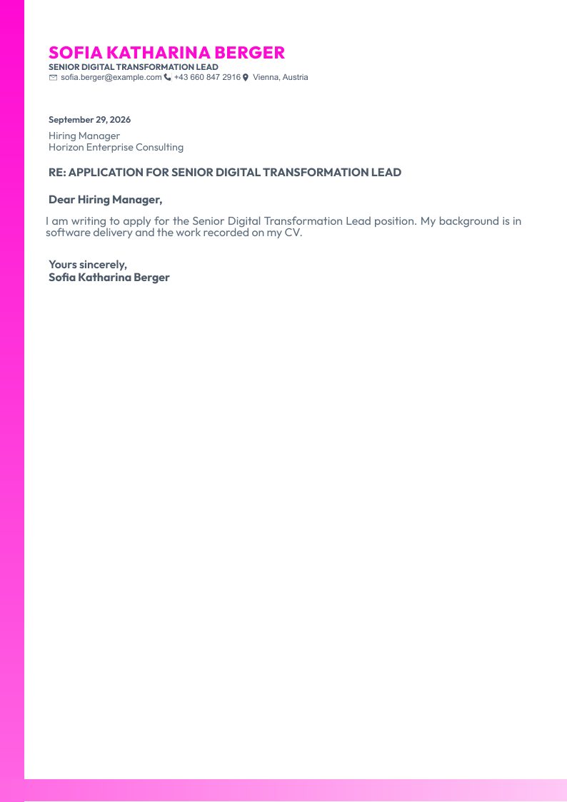 Slate Banner cover letter preview