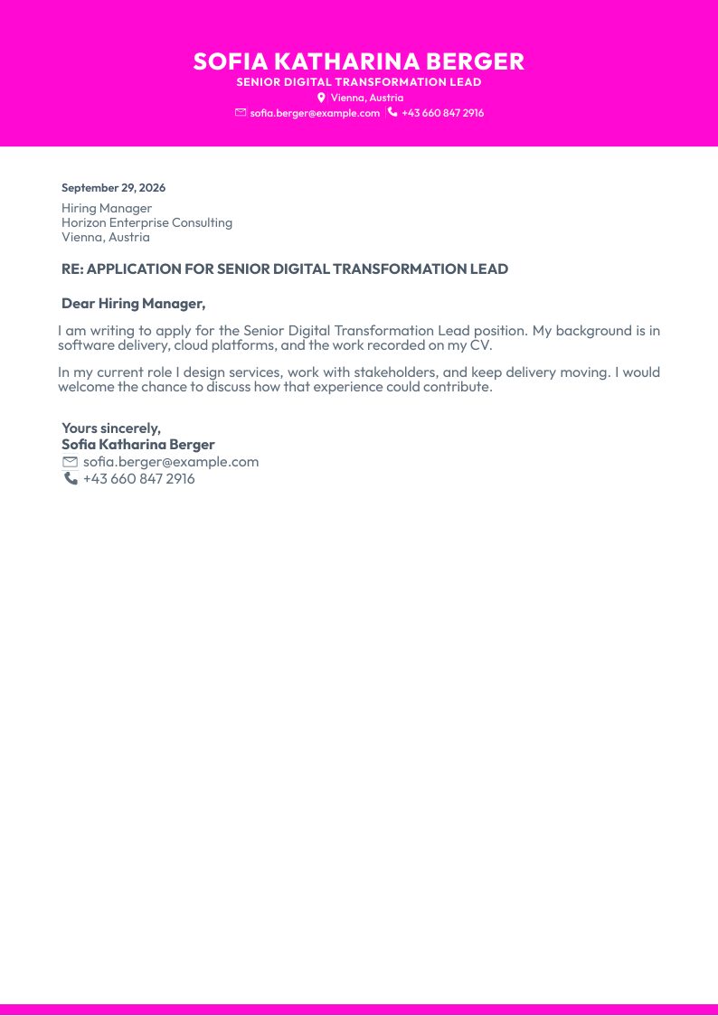 Executive Centered cover letter preview