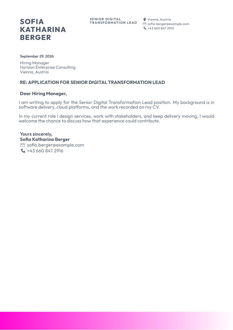 Statement Accent cover letter preview