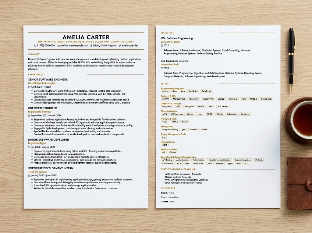 Editorial Centered resume template