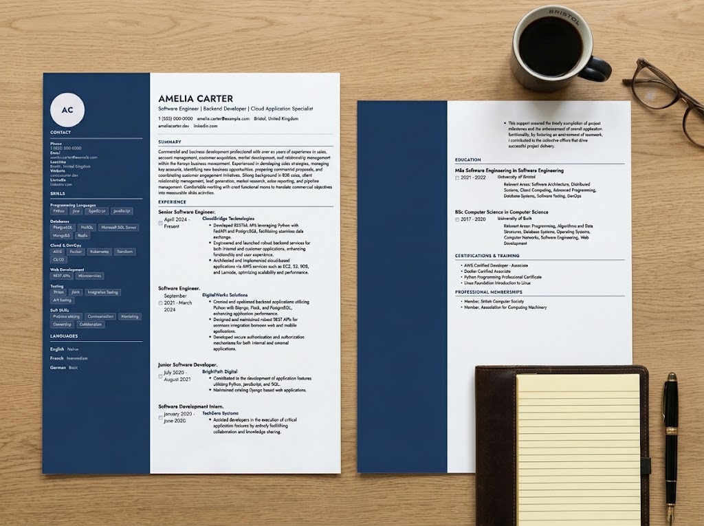 Editorial Rail resume template