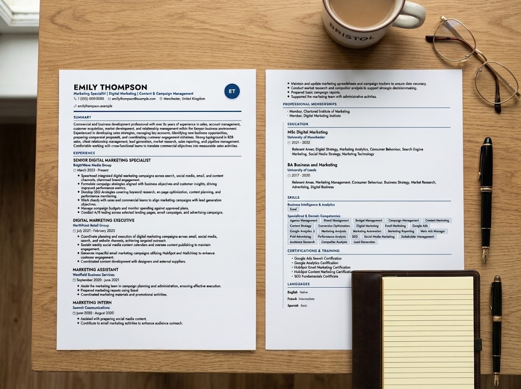 Masthead Executive resume template